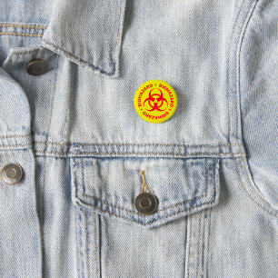 Badge Rond 2,50 Cm Bouton rouge d'avertissement de risque biologique