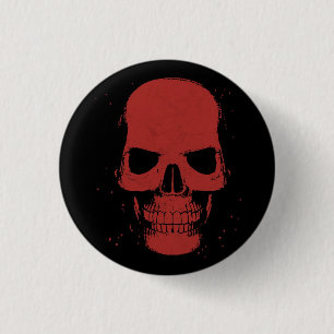 Badge Rond 2,50 Cm Bouton rouge de crâne