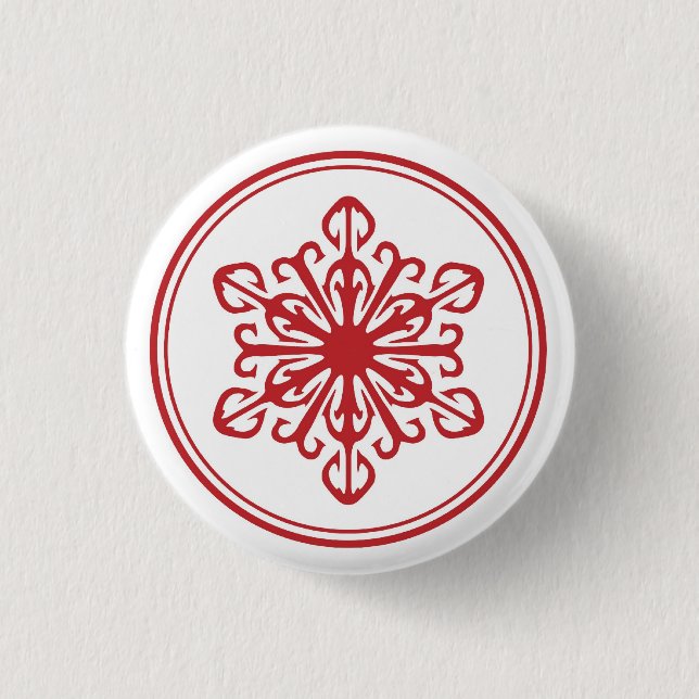 Badge Rond 2,50 Cm Bouton rouge de flocon de neige (Devant)