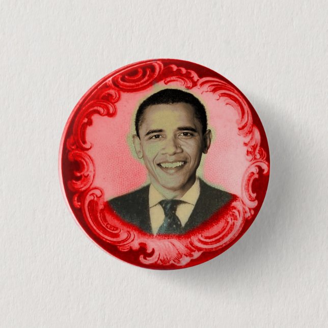 Badge Rond 2,50 Cm Bouton ROUGE d'Obama (Devant)