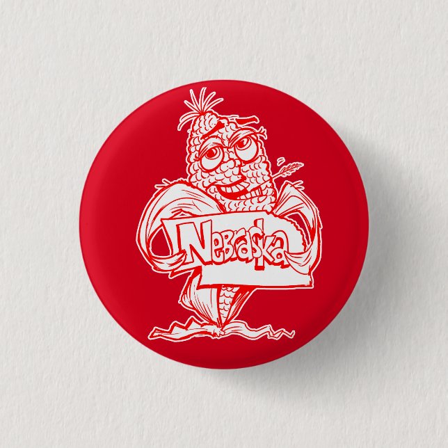 Badge Rond 2,50 Cm Bouton rouge du Nebraska (Devant)