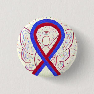 Badge Rond 2,50 Cm Bouton rouge et Bleu Sensibilisation Angel Pins Bo