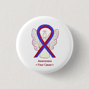 Badge Rond 2,50 Cm Bouton rouge et Bleu Sensibilisation Angel Pins Bo