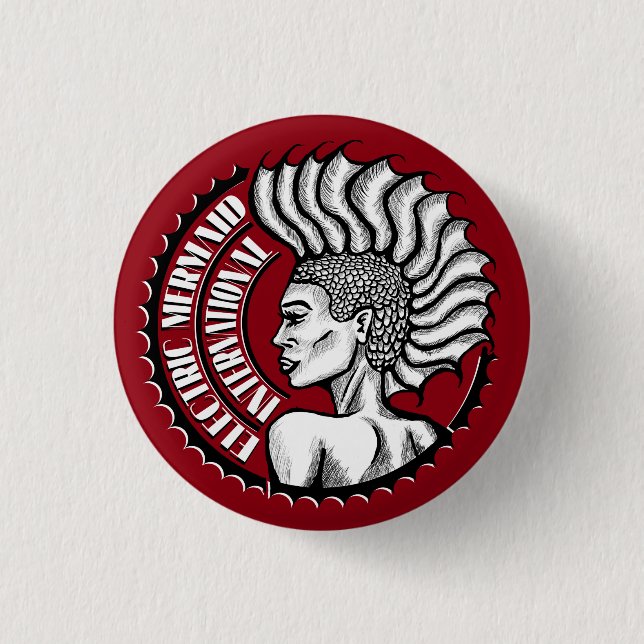 Badge Rond 2,50 Cm Bouton rouge international de sirène électrique (Devant)