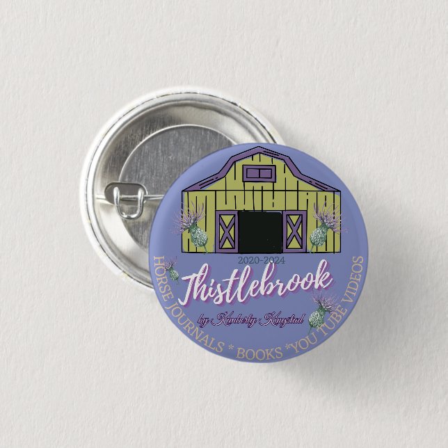 Badge Rond 2,50 Cm Bouton ruban de marque THISTLEBROOK (Devant & derrière)