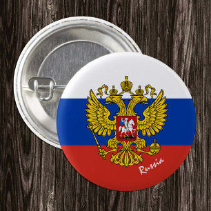 Badge Rond 2,50 Cm Bouton Russie patriotique, Emblème, Drapeau russe