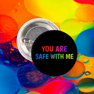 Badge Rond 2,50 Cm Bouton Safe With Me Pride