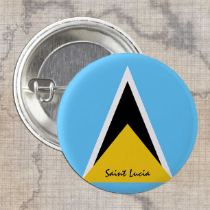 Badge Rond 2,50 Cm Bouton Sainte-Lucie, Drapeau patriotique Sainte-Lu