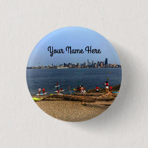 Badge Rond 2,50 Cm Bouton Seattle Skyline #4