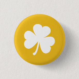 Badge Rond 2,50 Cm Bouton Shamrock irlandais personnalisable Or et