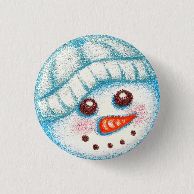 Badge Rond 2,50 Cm Bouton Snowman (Devant)