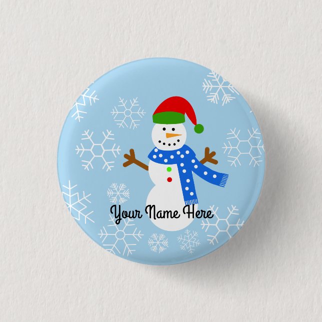 Badge Rond 2,50 Cm Bouton Snowman #1 (Devant)