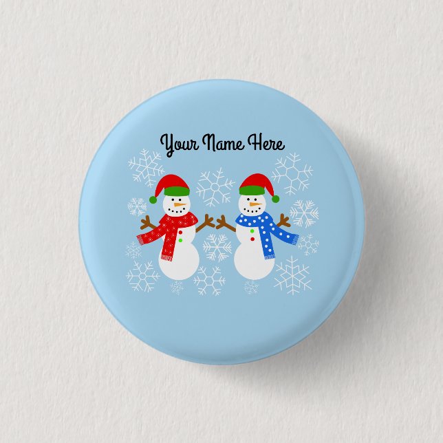 Badge Rond 2,50 Cm Bouton Snowman #3 (Devant)