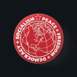 Badge Rond 2,50 Cm Bouton socialiste<br><div class="desc">" Socialisme de la démocratie | de la liberté | de la paix |"</div>