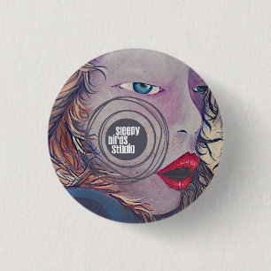 Badge Rond 2,50 Cm Bouton somnolent 2 de studio d'oiseaux