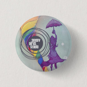 Badge Rond 2,50 Cm Bouton somnolent 3 de studio d'oiseaux