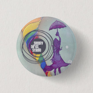 Badge Rond 2,50 Cm Bouton somnolent 3 de studio d'oiseaux