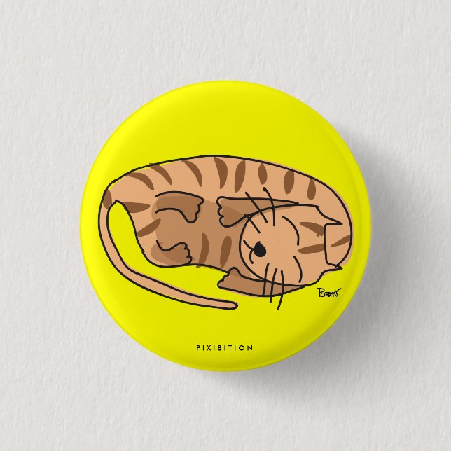 Badge Rond 2,50 Cm Bouton somnolent de chat (Devant)