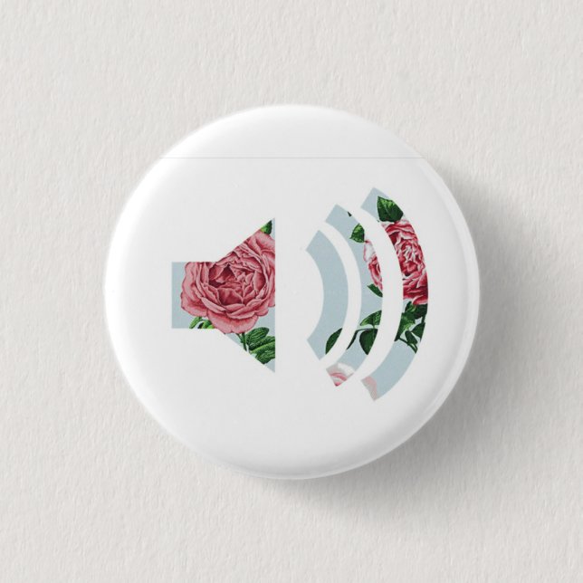 Badge Rond 2,50 Cm Bouton Son Floral (Devant)