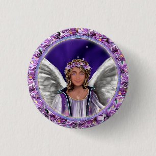 Badge Rond 2,50 Cm Bouton Soul violet