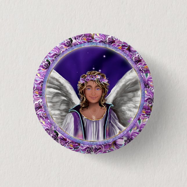 Badge Rond 2,50 Cm Bouton Soul violet (Devant)