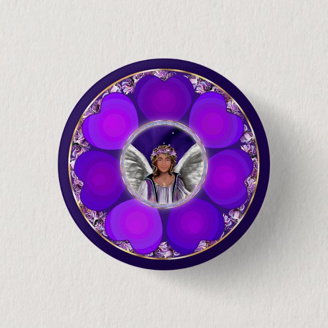 Badge Rond 2,50 Cm Bouton Soul violet (Devant)
