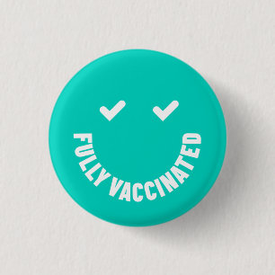 Badge Rond 2,50 Cm Bouton souriant entièrement vacciné
