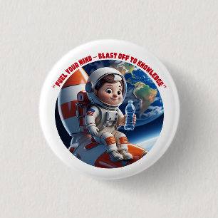 Badge Rond 2,50 Cm Bouton spatial de fusée de l'astronaute