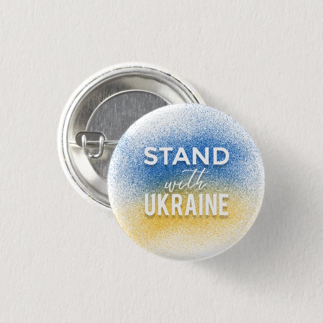 Badge Rond 2,50 Cm Bouton Stand with Ukraine Round (Devant & derrière)