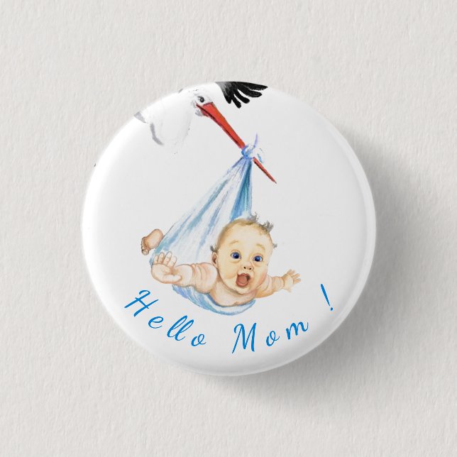 Badge Rond 2,50 Cm Bouton Stork and Baby Funny - Texte personnalisé (Devant)