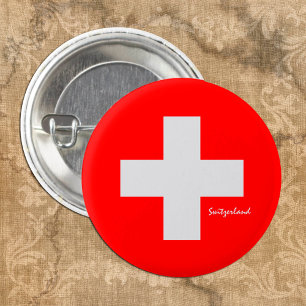 Badge Rond 2,50 Cm Bouton Suisse, Drapeau Suisse patriotique