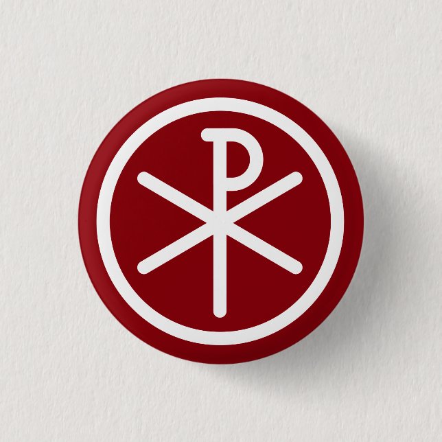 Badge Rond 2,50 Cm Bouton Symbole Christ Chi-Rho (Devant)