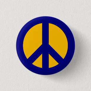 Badge Rond 2,50 Cm Bouton Symbole de la Paix Marine et Or