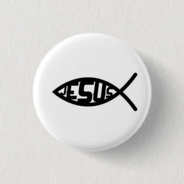Badge Rond 2,50 Cm Bouton Symbole Poisson Jésus (Devant)