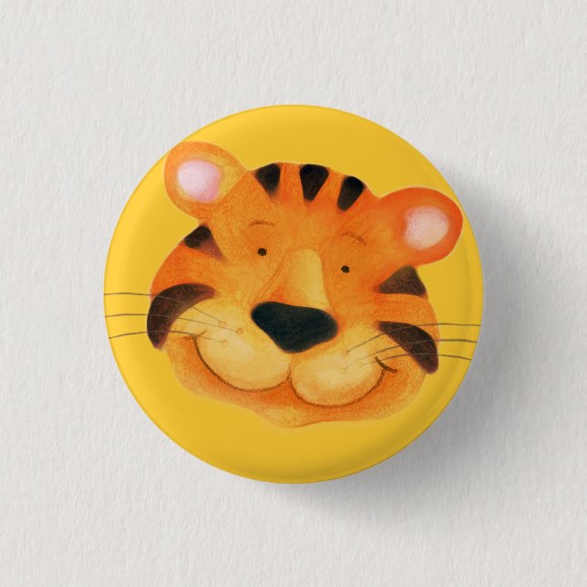 Badge Rond 2,50 Cm Bouton tigre - orange et jaune (Devant)