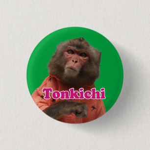 Badge Rond 2,50 Cm Bouton Tonkichi pinBack.と ん の 缶 吉 ジ