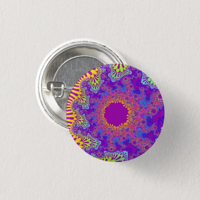 Badge Rond 2,50 Cm Bouton Tropical Rainbow Sunburst Small (Devant & derrière)