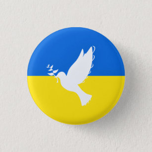 Badge Rond 2,50 Cm Bouton Ukraine Paix Dove - Liberté
