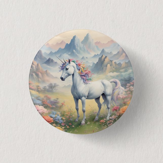 Badge Rond 2,50 Cm Bouton Unicorn (Devant)
