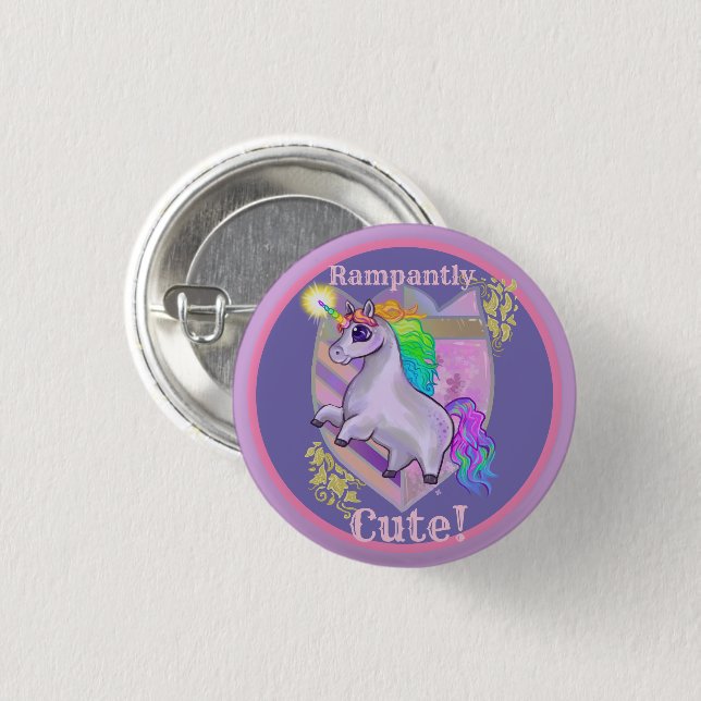 Badge Rond 2,50 Cm Bouton Unicorn Céleste (Devant & derrière)