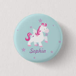 Badge Rond 2,50 Cm Bouton Unicorn Personnalisé Rose Cute