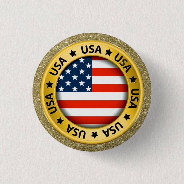Badge Rond 2,50 Cm Bouton USA (Devant)