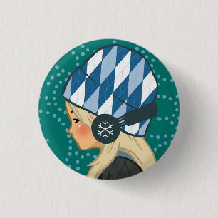 Badge Rond 2,50 Cm Bouton v.2 de mélomane (fille d'écouteurs)