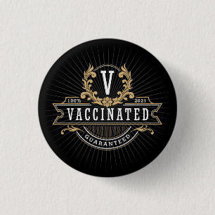 Badge Rond 2,50 Cm Bouton vacciné  Emblème royal  VAX'd