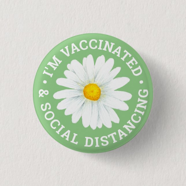 Badge Rond 2,50 Cm Bouton Vacciné et Distances sociales (Devant)