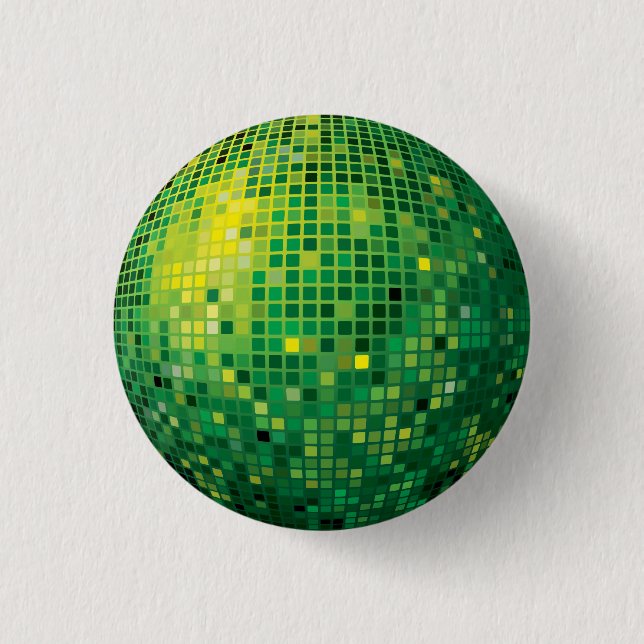 Badge Rond 2,50 Cm Bouton vert Boule Disco (Devant)