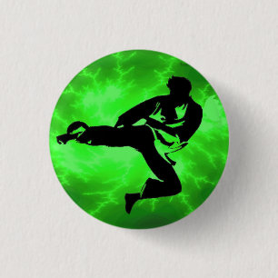 Badge Rond 2,50 Cm Bouton vert de pinback d'homme de foudre