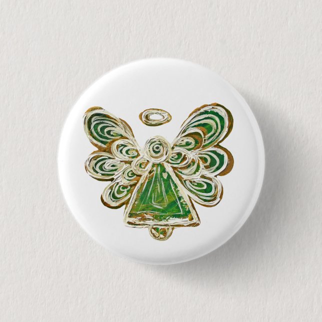 Badge Rond 2,50 Cm Bouton Vert Gardien Angel Fête Personnalisé Pins (Devant)