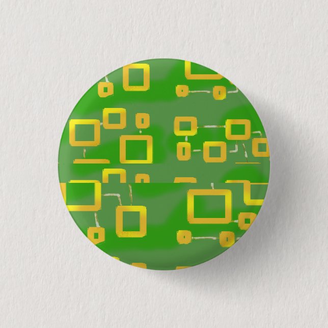 Badge Rond 2,50 Cm Bouton vert géométrique (Devant)