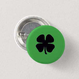 Badge Rond 2,50 Cm Bouton vert petit Trèfle noir